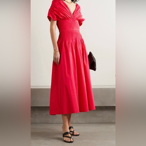 Jason Wu Dresses & Skirts - Jason Wu Off the Shoulder Pintucked Red Midi Dress
